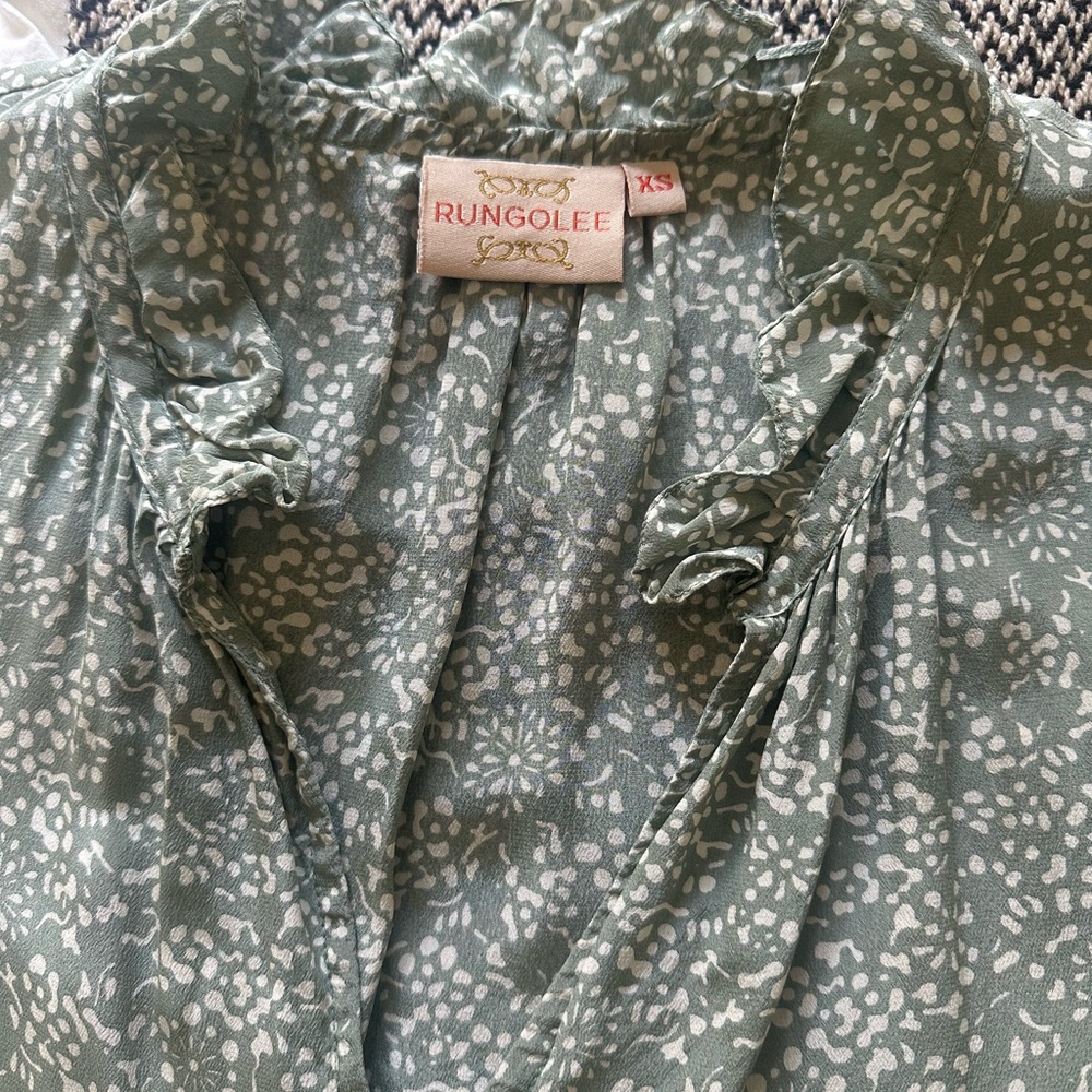 Rungolee Dress Porto Dress Size XS Sage French Floral Green $348 New